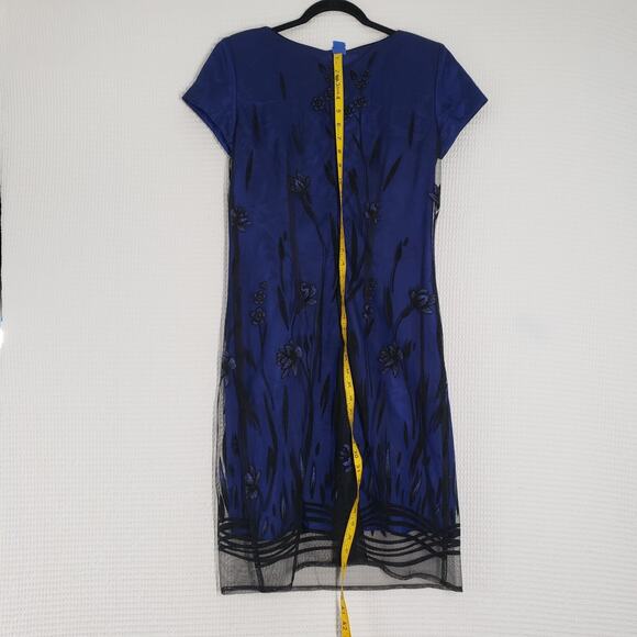 Vintage Virgo II Cocktail Dress Womens 6 Blue Velvet Burnout Sheer Goth Fairy - Picture 9 of 16
